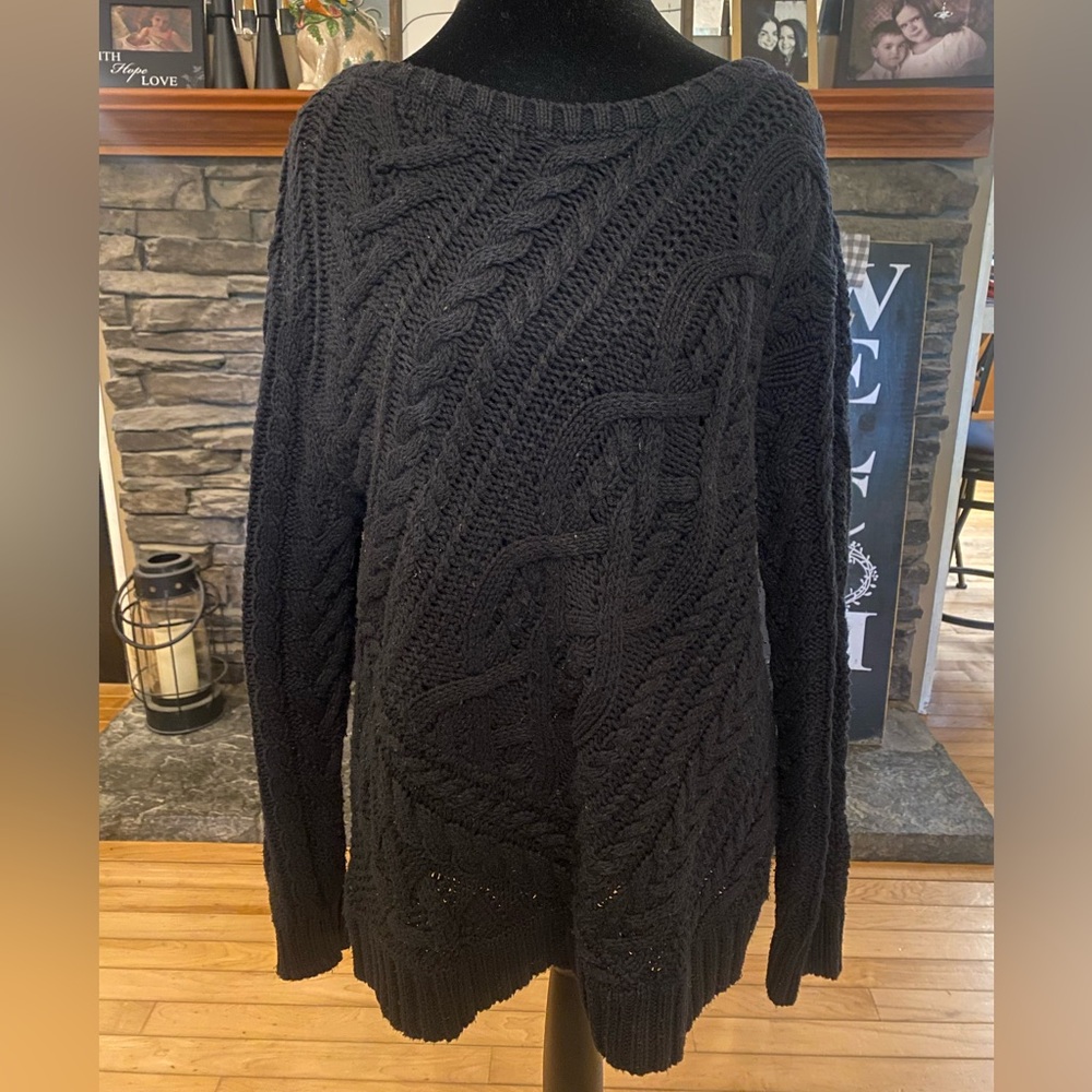 Ralph Lauren Black Cable-Knit Sweater